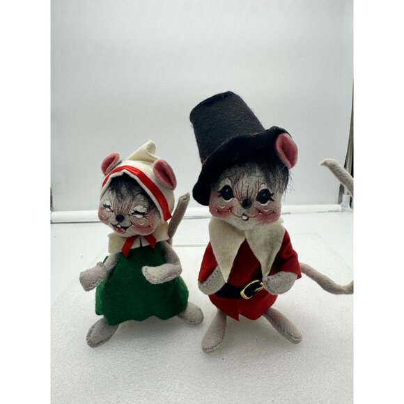 Vintage Pair of Annalee Mobilitee Dolls Pilgrim Mice Thanksgiving Decor - Picture 1 of 8